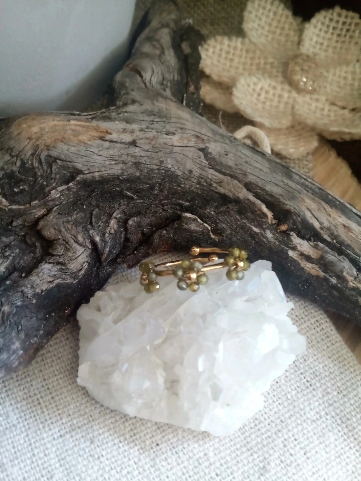 Bague fleurs  pierres de péridot naturelles – photo 2